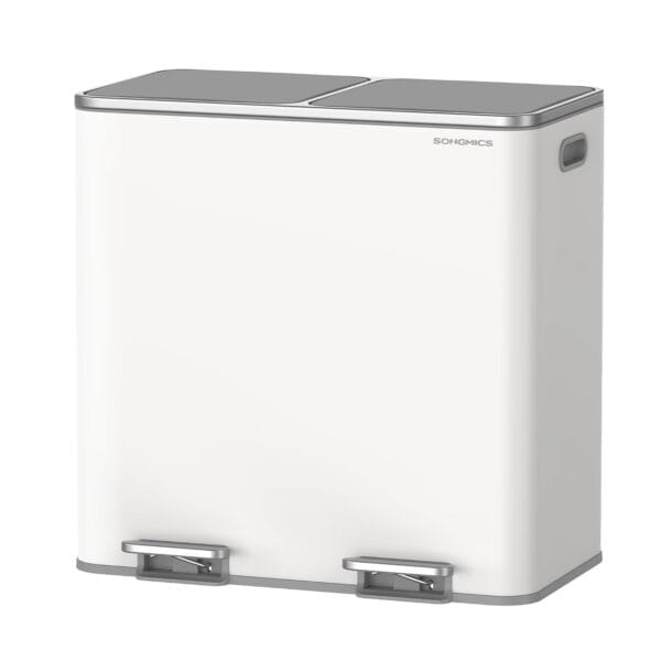 SONGMICS Dual Rubbish Bin Metal Recycling Bin with 15 Rubbish Bags