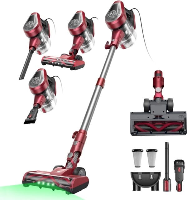 Vexilar Corded Vacuum Cleaner 60KPa/600W,Self-Standing,1.5L Large Dustbin