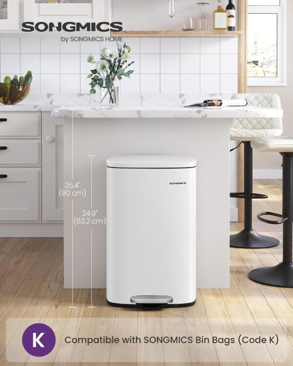SONGMICS Kitchen Bin 13 Gallon (50 L) White