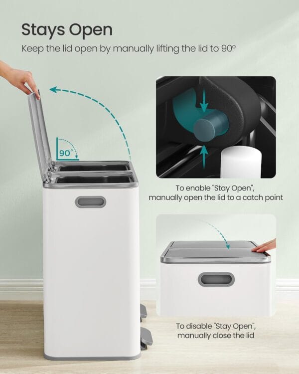SONGMICS Dual Rubbish Bin Metal Recycling Bin with 15 Rubbish Bags