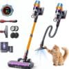 80Mins Cordless Vacuum Cleaner, 650W 55Kpa Stick Vacuum Cleaner for Home