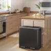 SONGMICS Dual Rubbish Bin, Metal Recycling Bin with 15 Rubbish Bags