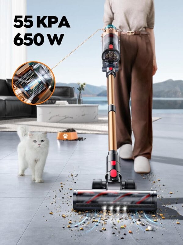 SMOTURE Cordless Vacuum Cleaner, 55KPa 650W Stick Cordless Vacuum