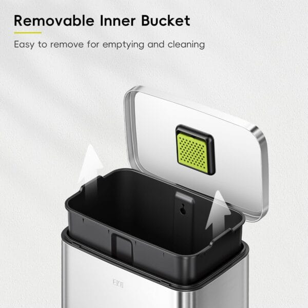 81eKpAcGKzL._SL1500_ EKO Madison Brushed Stainless 50 Liter/13.2 Gallon Step Trash Can with Inner Liner